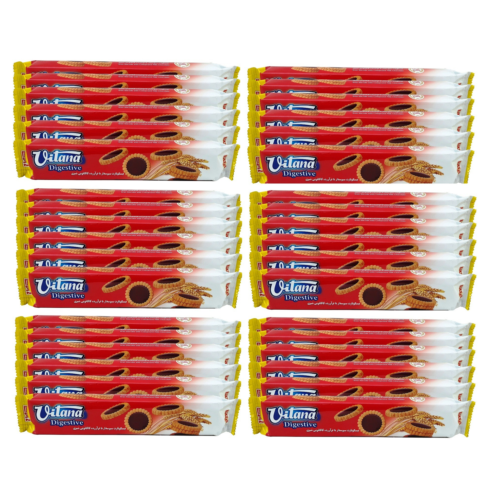 بیسکو تارت سبوسدار با فراورده کاکائویی شیری ویتانا - 64 گرم بسته 36 عددی