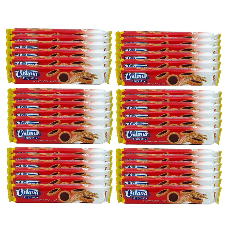 بیسکو تارت سبوسدار با فراورده کاکائویی شیری ویتانا - 64 گرم بسته 36 عددی