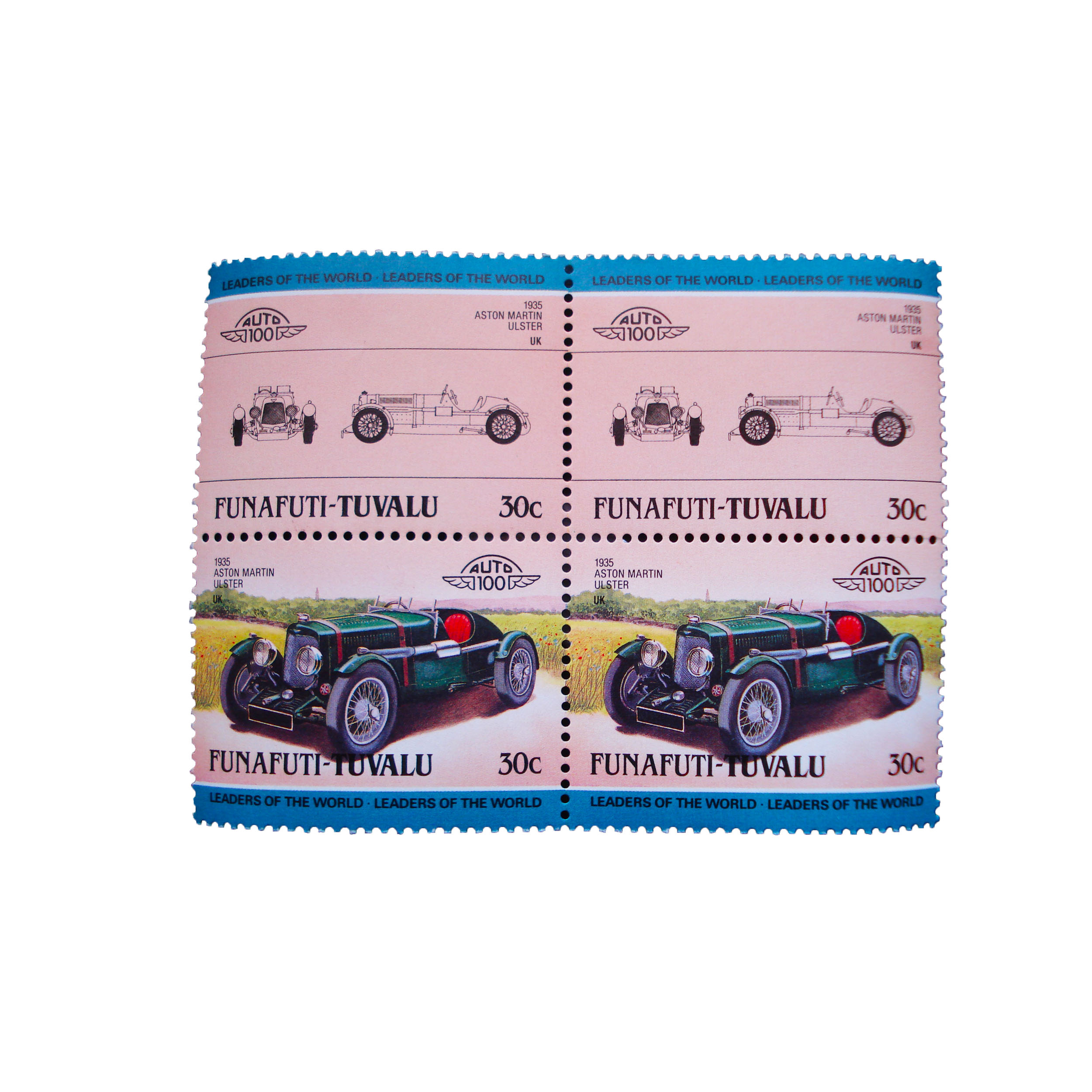 تمبر یادگاری طرح اتومبیل مدل FUNAFUTI کد 987 مجموعه 4 عددی 