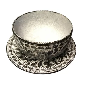 ست کاسه و بشقاب سنگی طرح گلدار کد KBG010