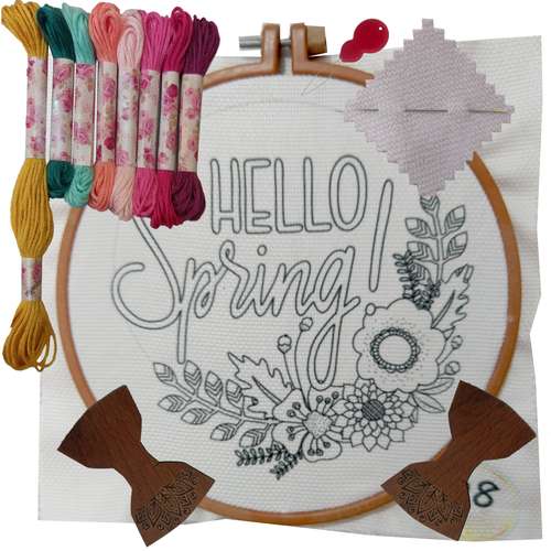 بسته گلدوزی طرح Hello Spring مجموعه 15 عددی