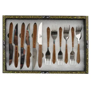 سرویس کارد و چنگال 12 پارچه صنایع دستی زنجان فلاحی کد IR-004