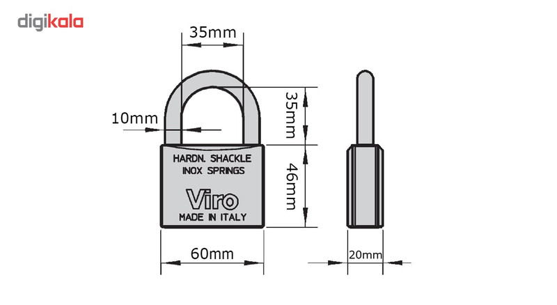 قفل آویز ویرو مدل 60mm