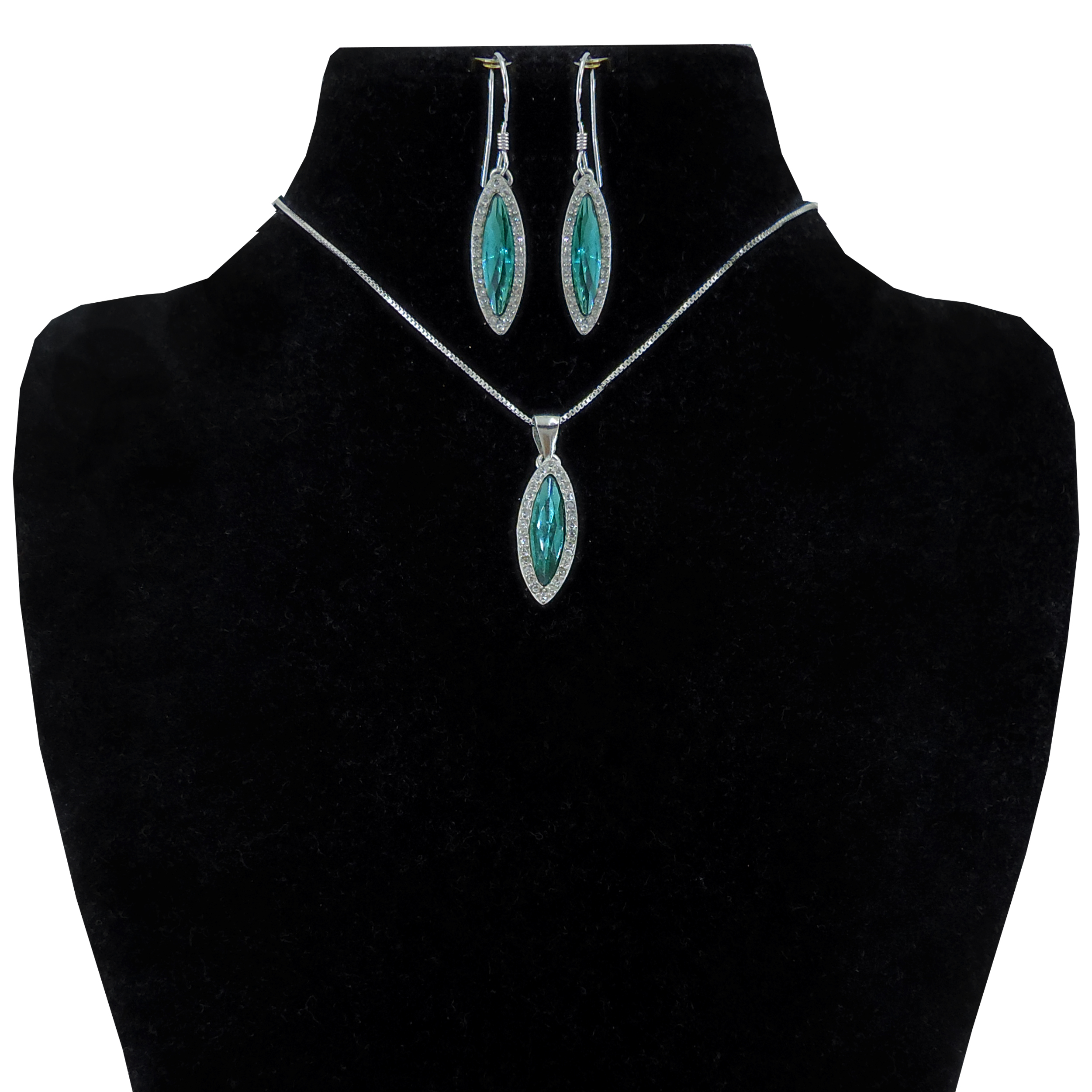  نیم ست نقره زنانه آی جواهر طرح اشک کد 77340NN