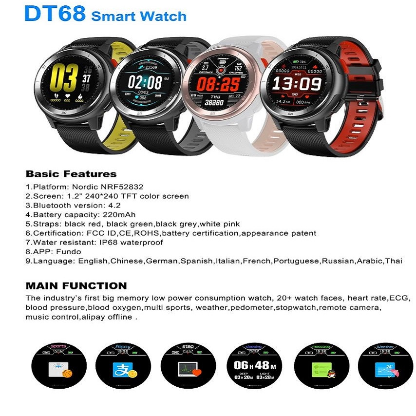 DT No.1 DT68 Smartwatch – Specs Review - SmartWatch Specifications