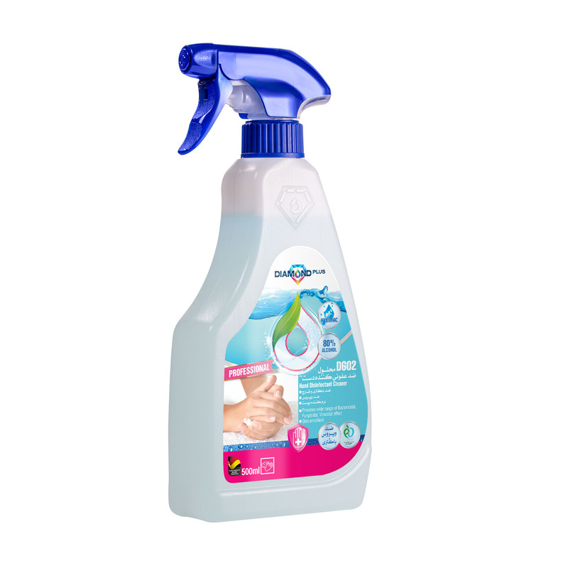محلول ضدعفونی کننده دست دیاموند پلاس کد D602 حجم ۵۰۰ میلی لیتر بسته 6 عددی