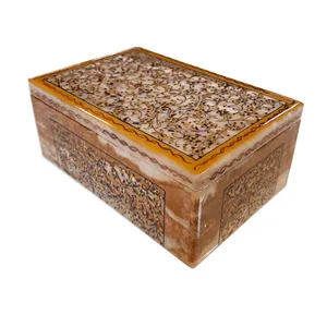 جعبه سنگ مرمر طرح گل ریز مدل 3001510-2