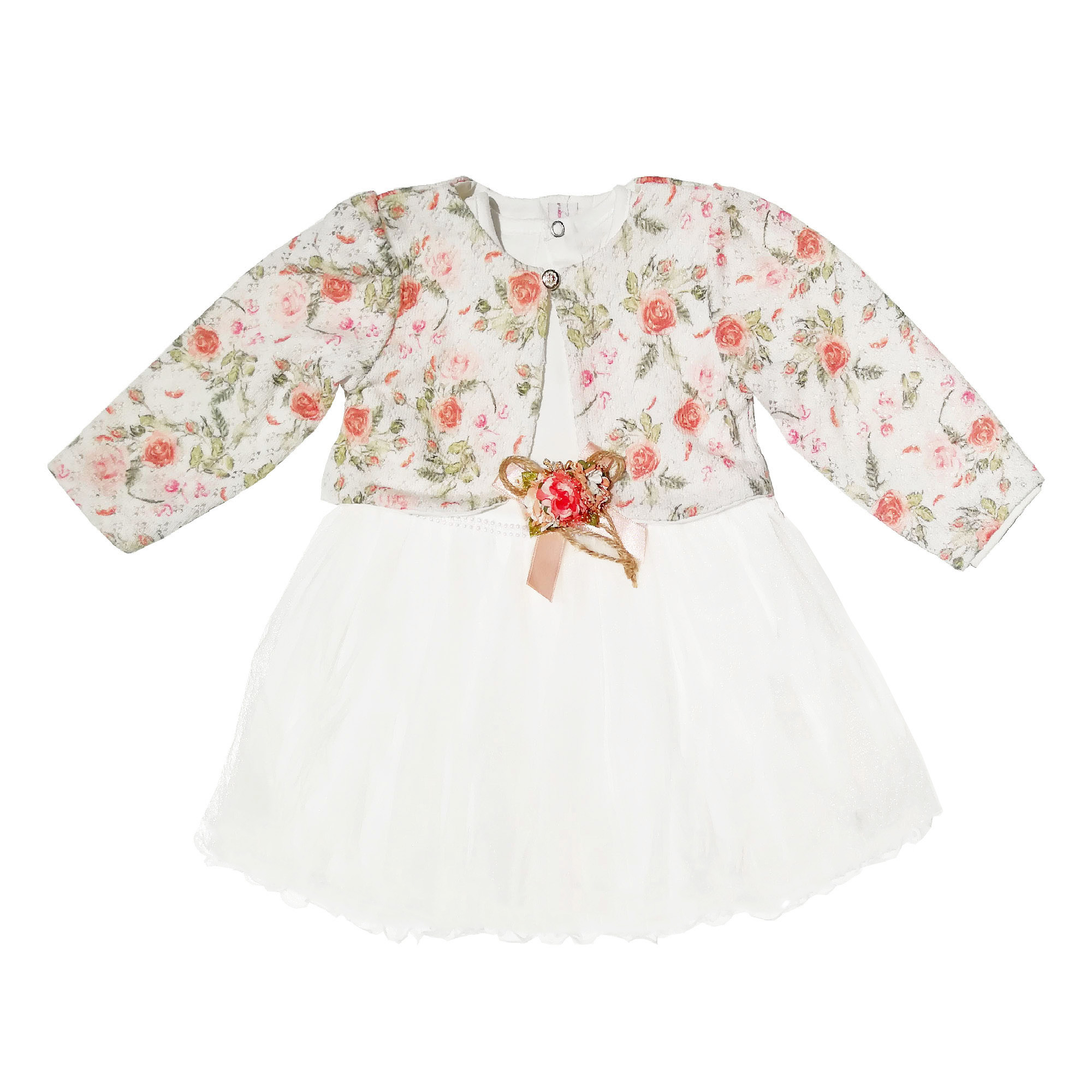 ست پیراهن و جلیقه نوزادی دخترانه کد 10023