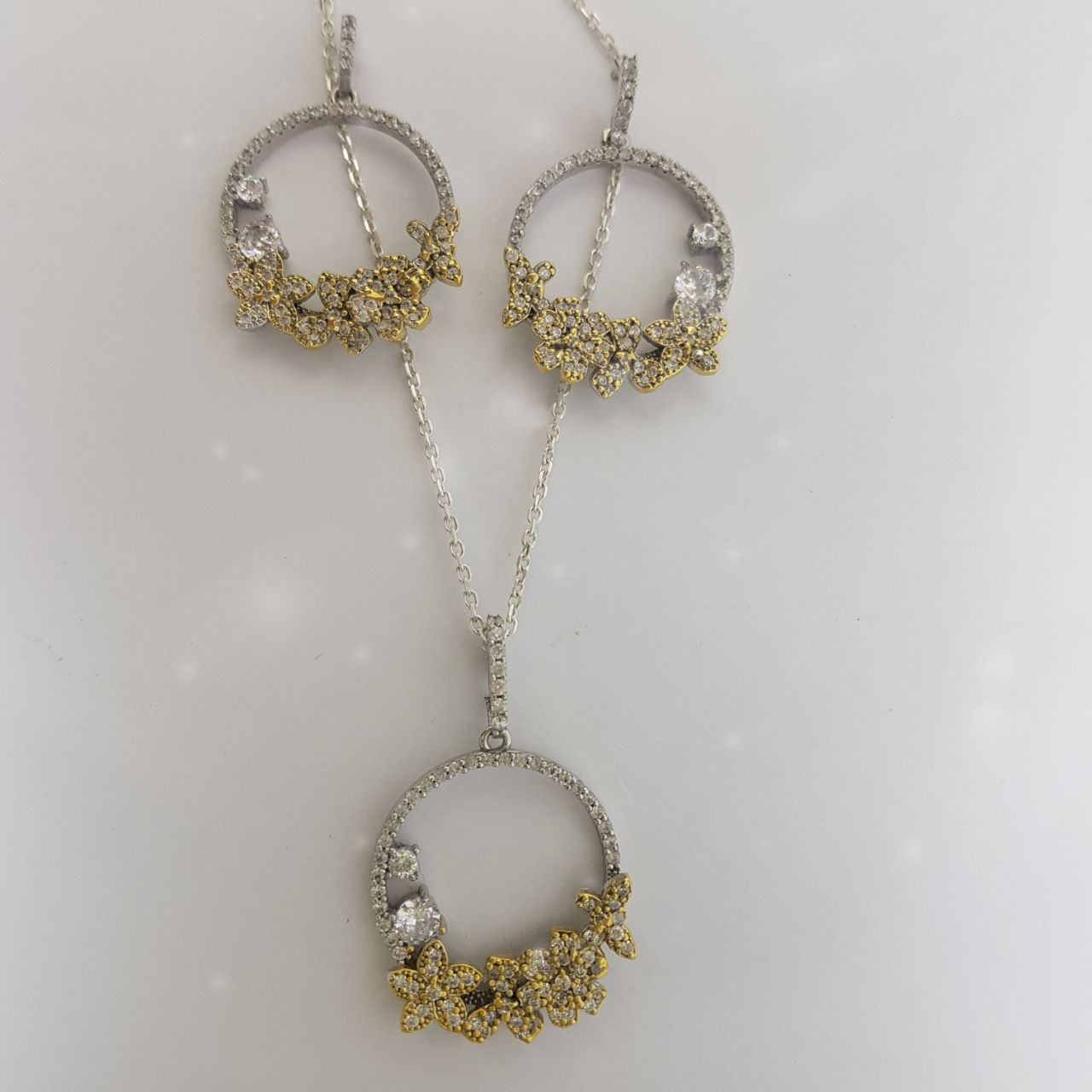 نیم ست نقره زنانه طرح پروانه کد M1001