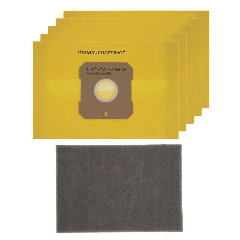 کیسه جاروبرقی مدل svc بسته 5 عددی مناسب جاروبرقی سانی و بتمن به همراه یک عدد فیلتر