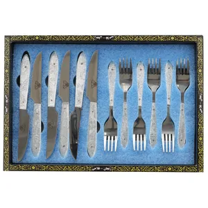 سرویس کارد و چنگال 12 پارچه صنایع دستی زنجان فلاحی کد IR-005