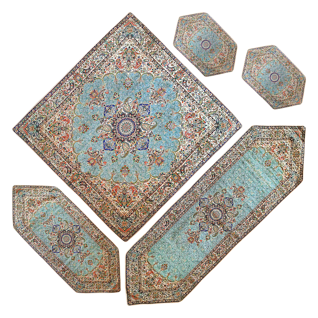 ست 5 تکه رومیزی ترمه رضایی شمس مدل RS12G350