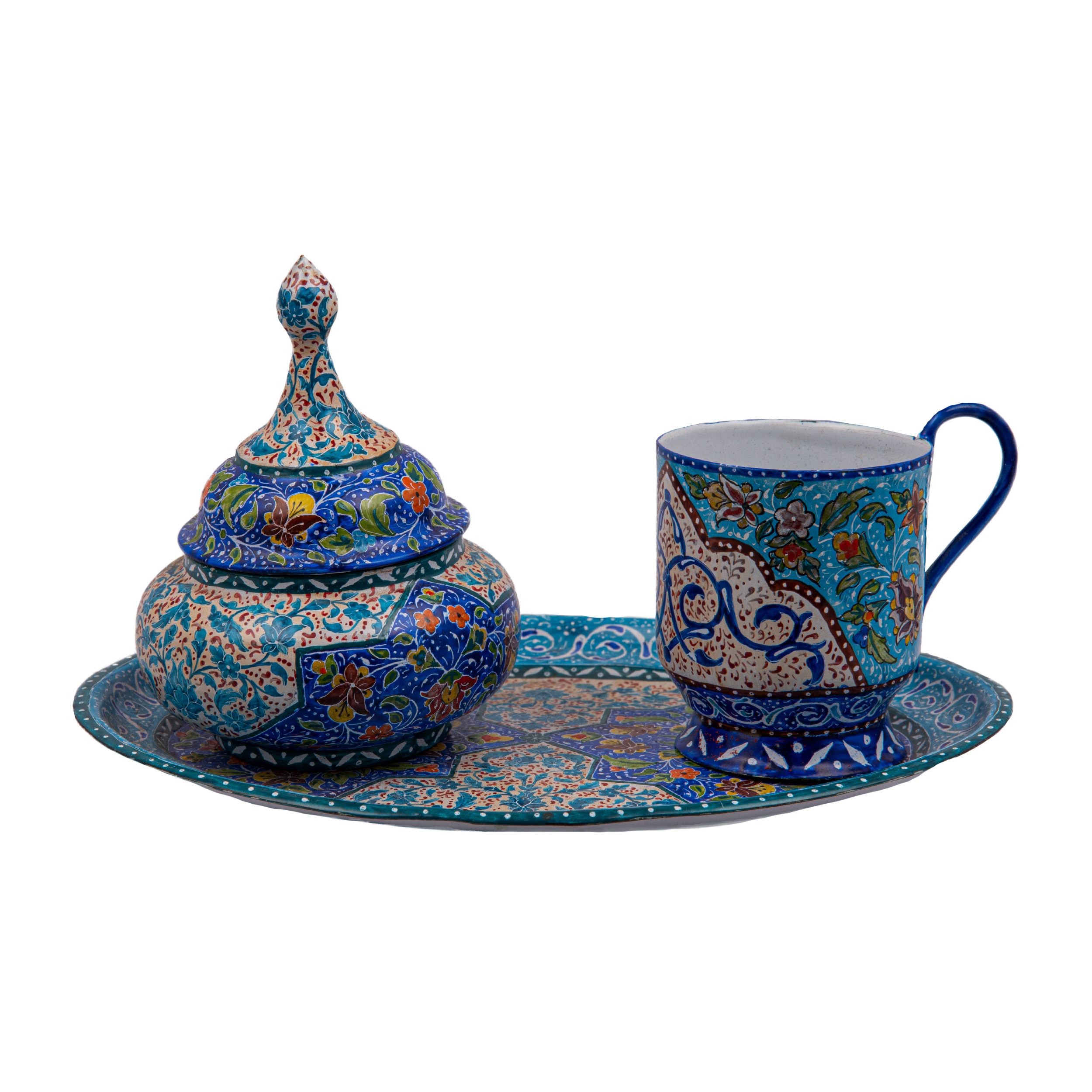 سرویس چای خوری سه پارچه میناکاری کد 22