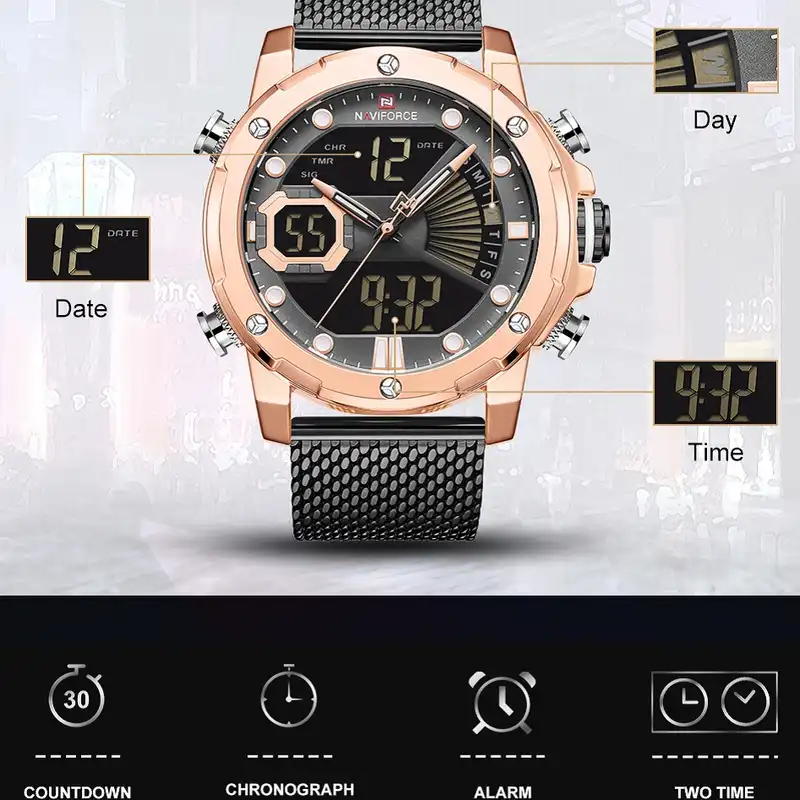 ساعت مچی عقربه ای مردانه نیوی فورس مدل NF9172S-RGBB