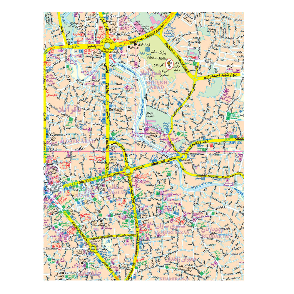 نقشه گردشگری شهر رشت گیتاشناسی نوین کد ۱۶۱۱