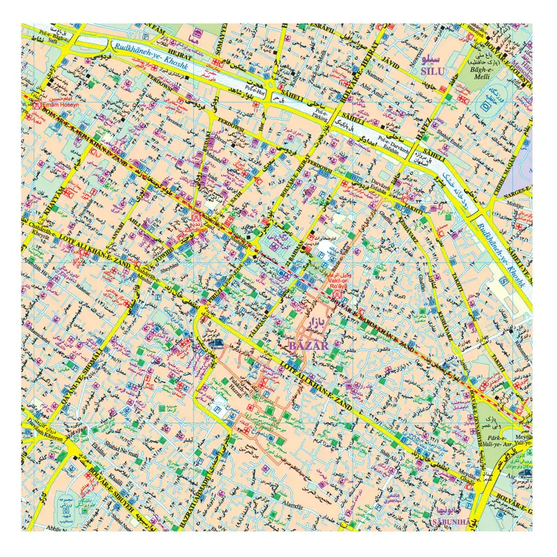 نقشه گردشگری شهر شیراز گیتاشناسی نوین کد 1478