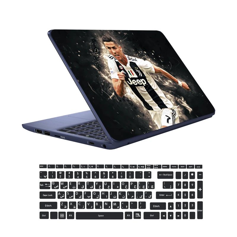  استیکر لپ تاپ کد ronaldo 01 به همراه برچسب حروف فارسی کیبورد