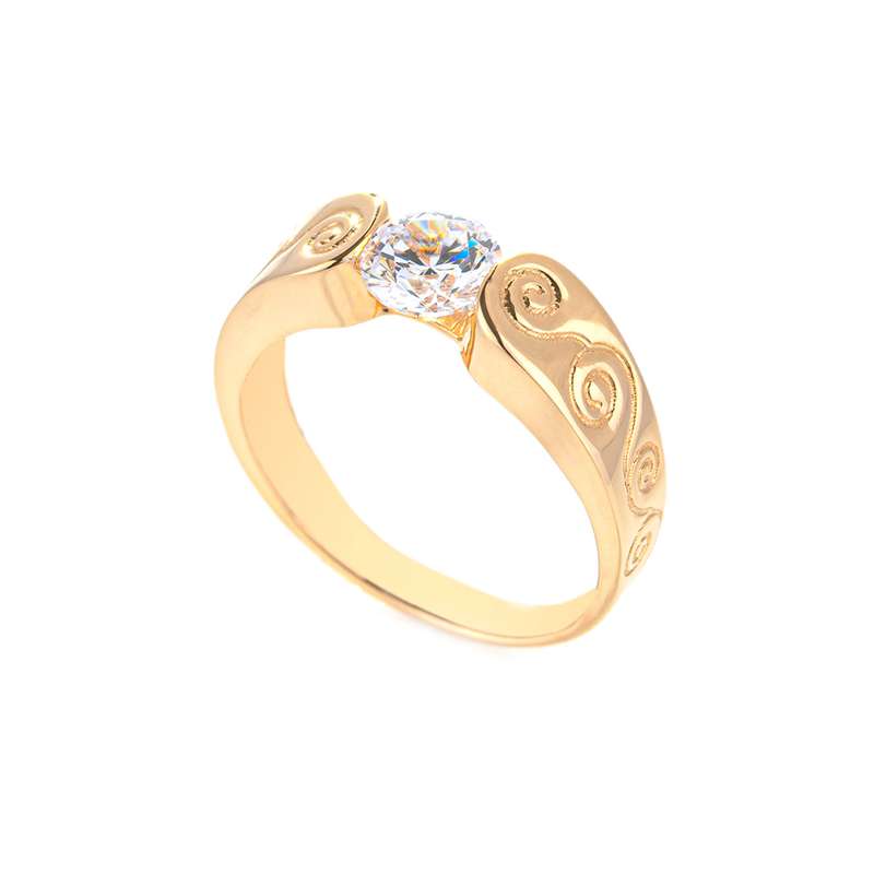 انگشتر طلا 18 عیار زنانه مدل سولیتر نگین دار