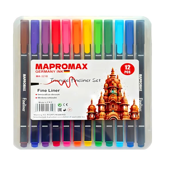 روان نویس 0.5 میلی متری ماپرومکس مدل نوک نمدی بسته 12 عددی
