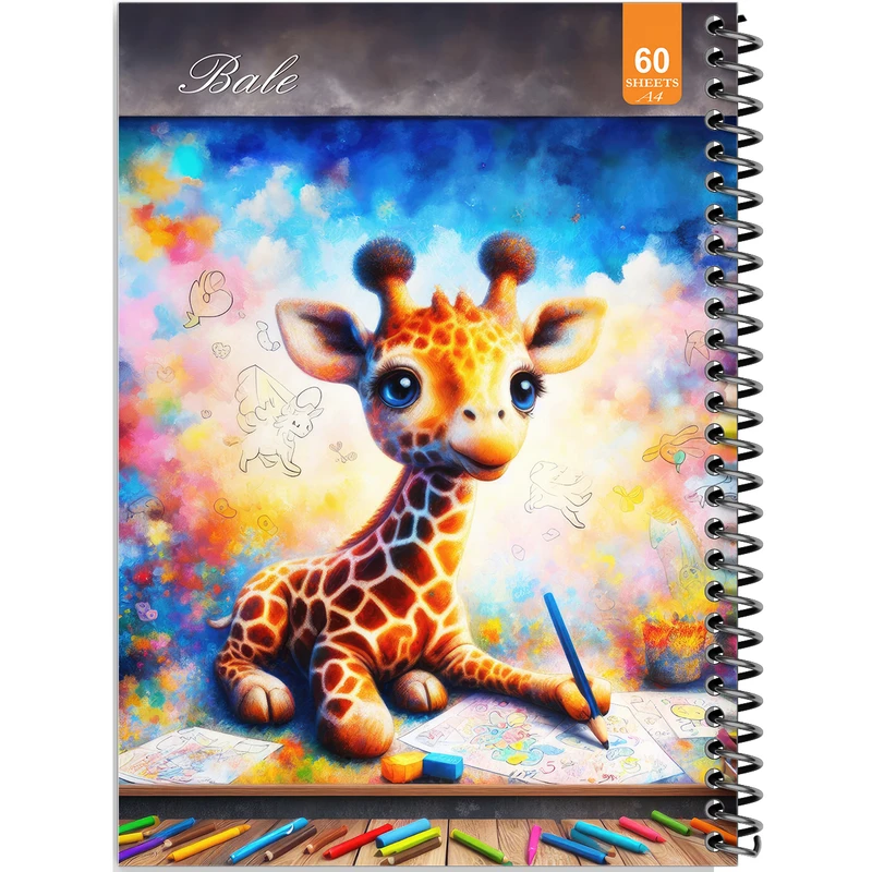 دفتر نقاشی 60 برگ انتشارات بله طرح فانتزی زرافه کوچولو کد A4-O163
