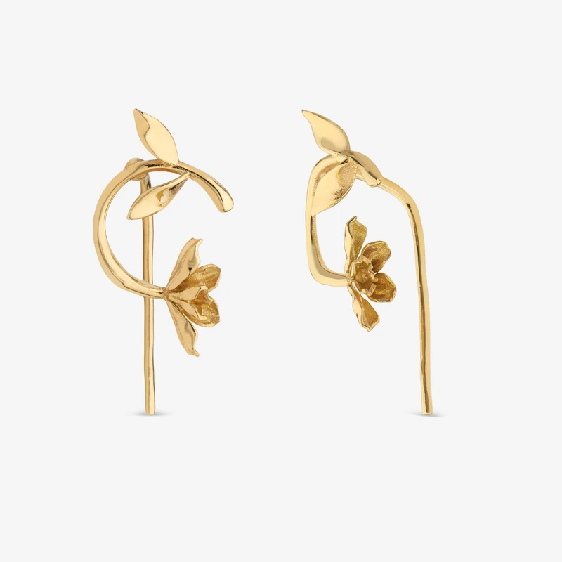 گوشواره عصایی طلا 18 عیار زنانه گلدم مدل E125019