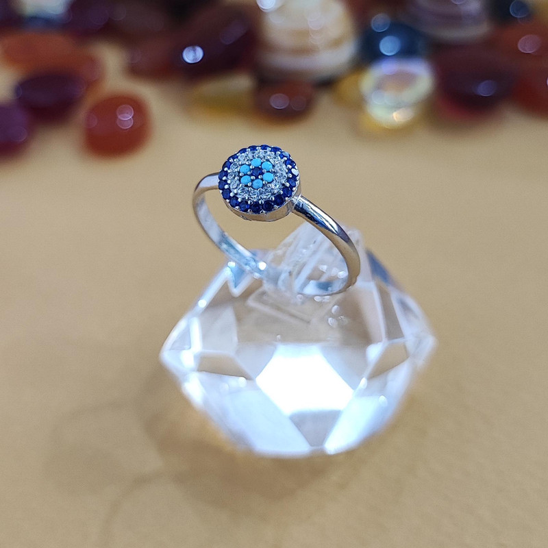 انگشتر نقره زنانه مدل چشم نظر تک چشم کد RS2039