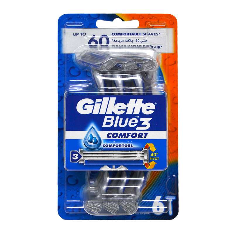 خود تراش ژیلت مدل Blue3 Comfort بسته 6 عددی خود تراش ژیلت مدل Blue3 Comfort بسته 6 عددی