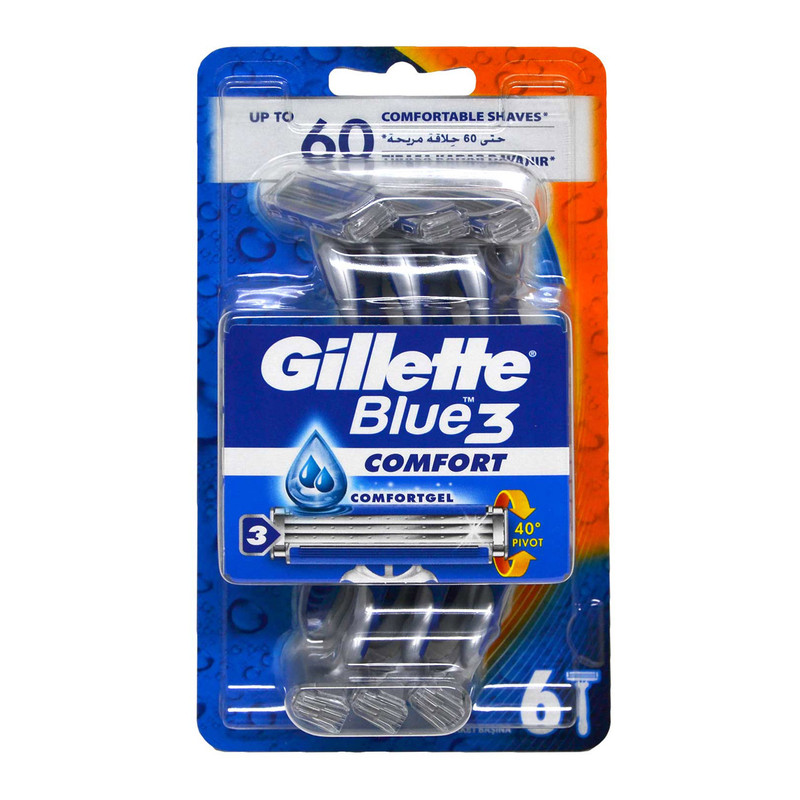 خود تراش ژیلت مدل Blue3 Comfort بسته 6 عددی خود تراش ژیلت مدل Blue3 Comfort بسته 6 عددی