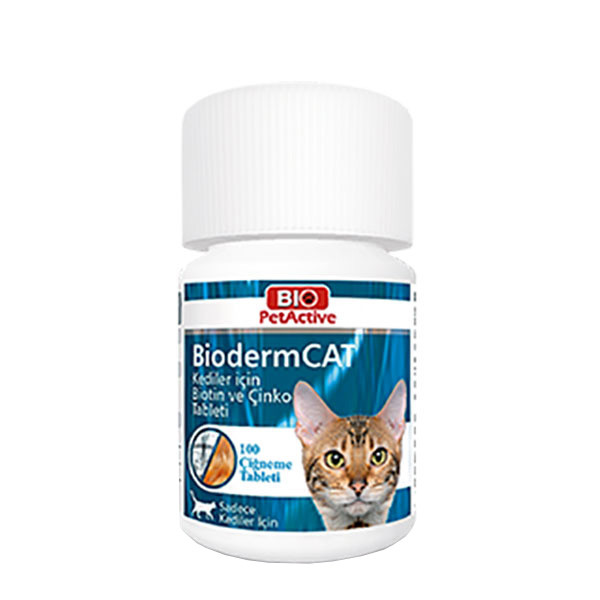 قرص روی و زینک گربه بایو پت اکتیو مدل BiodermCAT وزن 30 گرم