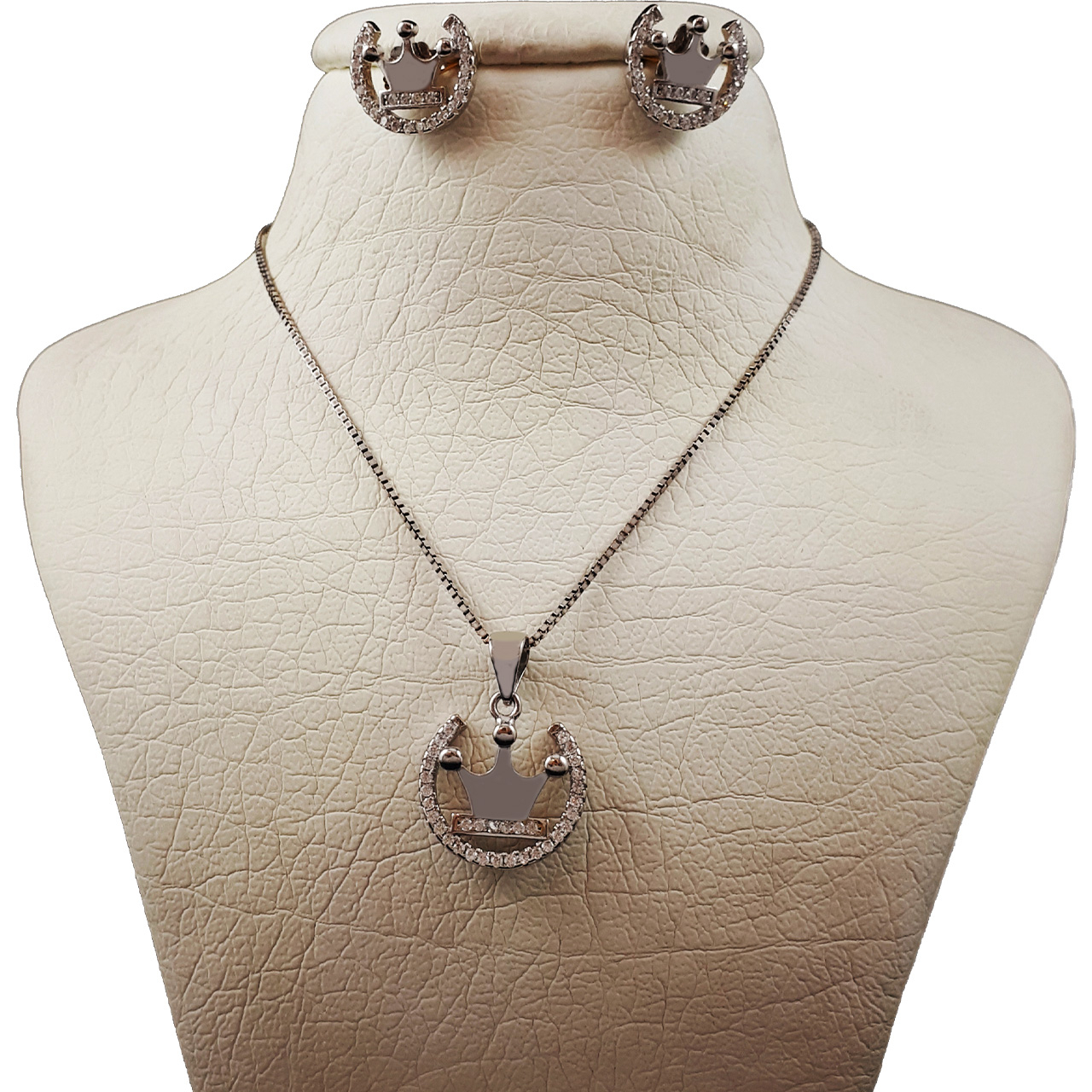 نیم ست نقره زنانه طرح تاج کد cy108