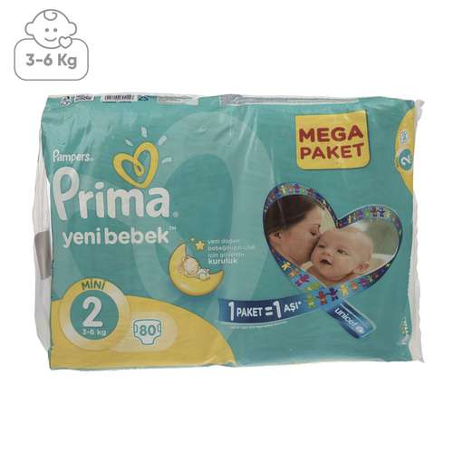 پوشک پمپرز مدل Prima سایز 2 بسته 80 عددی