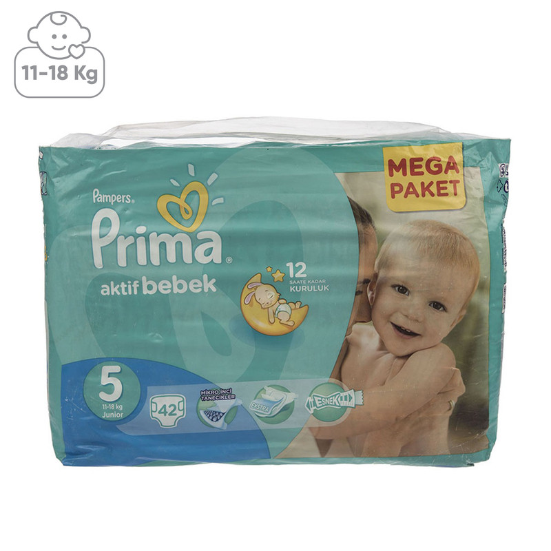 پوشک پمپرز مدل Prima سایز 5 بسته 42 عددی
