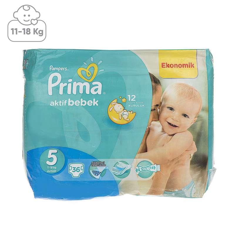 پوشک پمپرز مدل Prima سایز 5 بسته 36 عددی پوشک پمپرز مدل Prima سایز 5 بسته 36 عددی