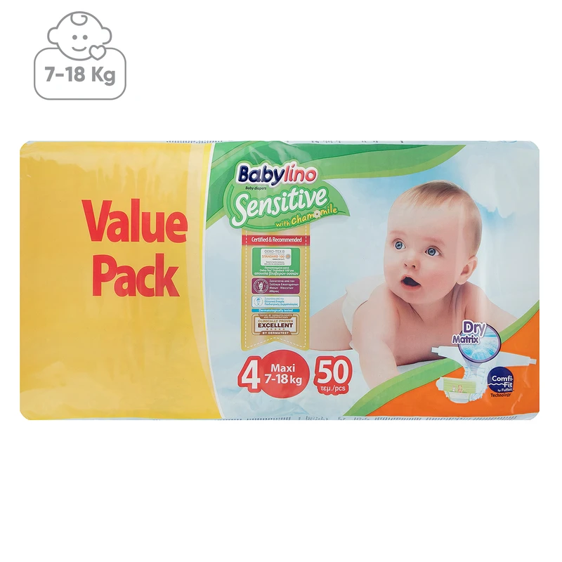 پوشک ضد حساسیت بیبی لینو سایز 4 مدل Value Pack بسته 50 عددی