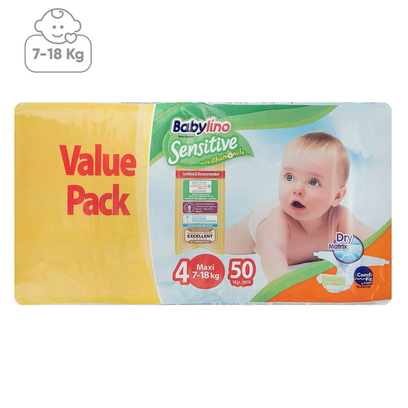 پوشک ضد حساسیت بیبی لینو سایز 4 مدل Value Pack بسته 50 عددی