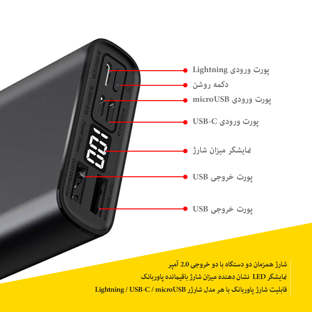 شارژر همراه ریمکس مدل RPP-135 ظرفیت 10000 میلی آمپر ساعت
