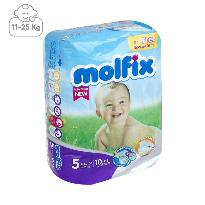 پوشک مولفیکس سایز 5 بسته 10Plus1 عددی