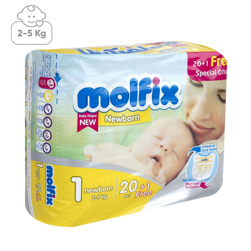 پوشک مولفیکس سایز 1 بسته 20Plus1 عددی