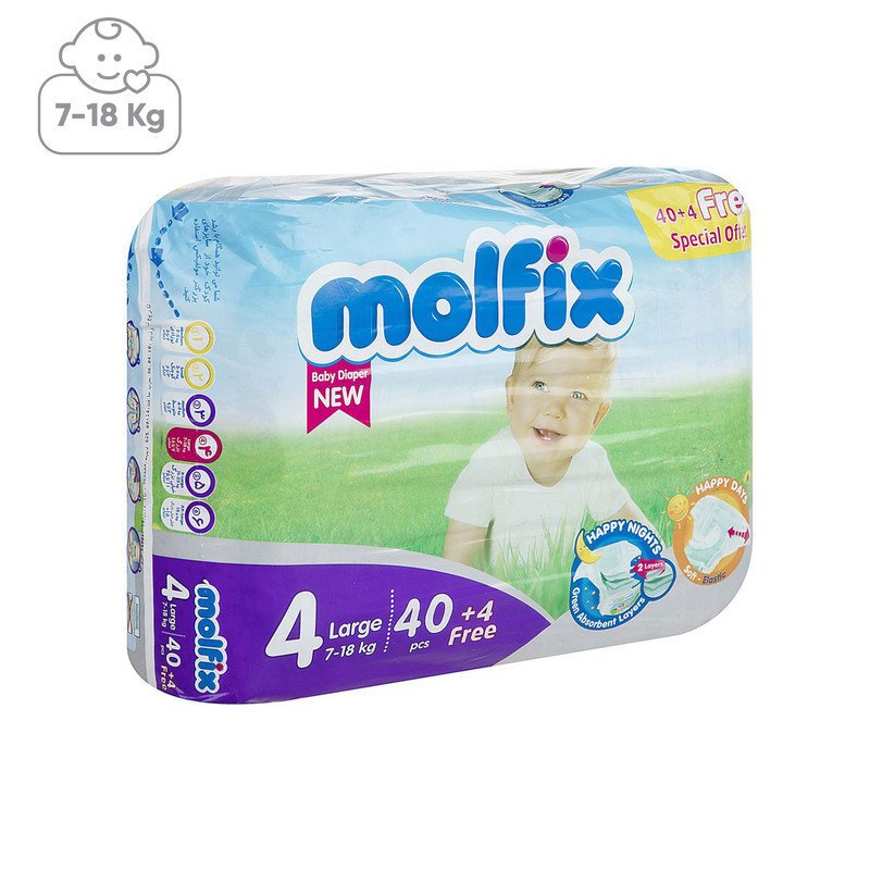 پوشک مولفیکس سایز 4 بسته 40Plus4 عددی