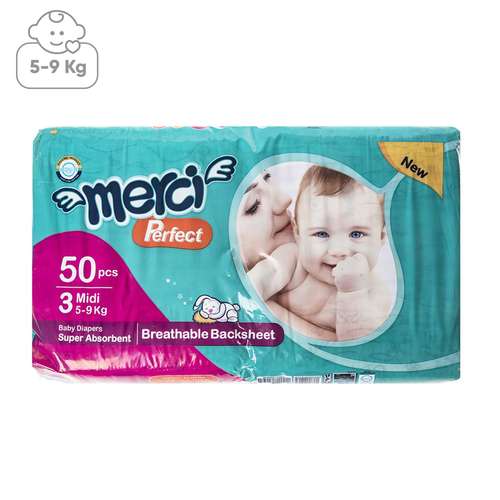 پوشک مرسی مدل Perfect سایز 3 بسته 50 عددی