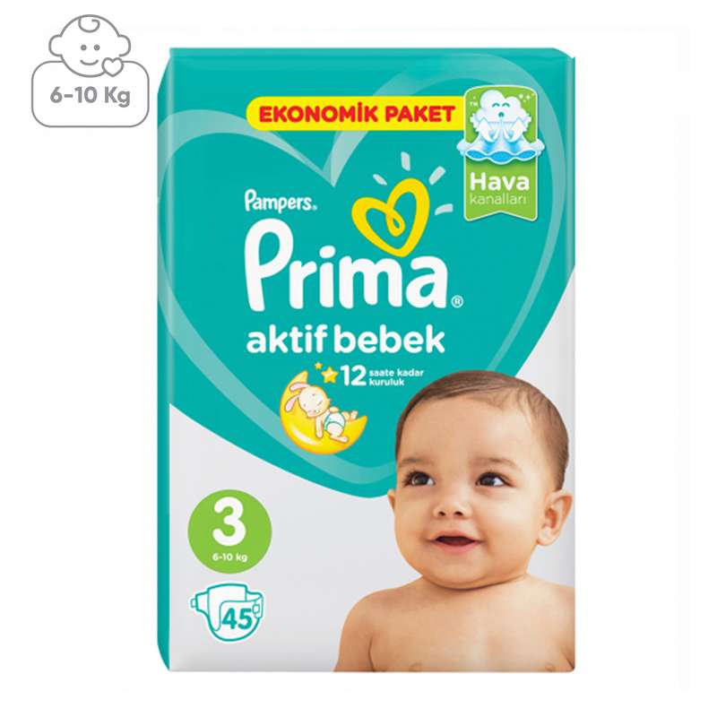 پوشک پریما مدل Aktif سایز 3 بسته 45 عددی