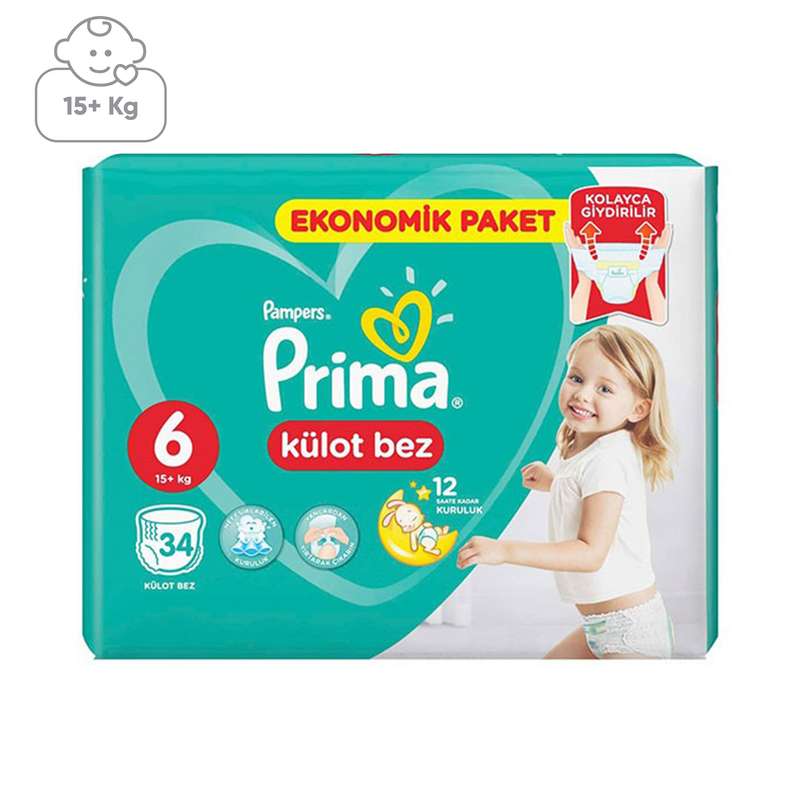 پوشک شورتی پریما مدل PZ25 سایز 6 بسته 34 عددی