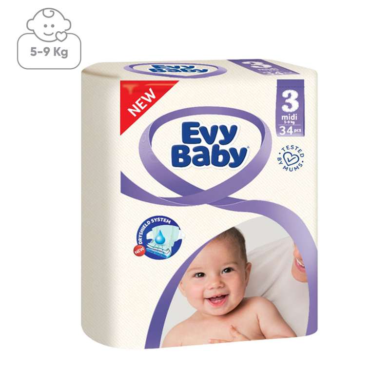 پوشک اوی بیبی مدل B-3 سایز 3 بسته 34 عددی