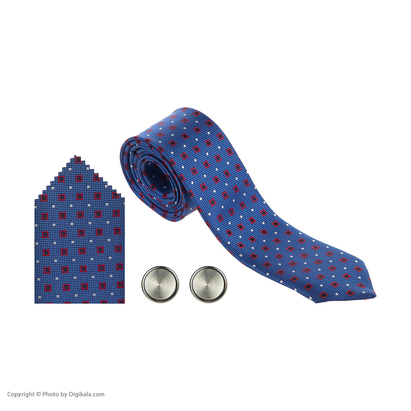ست کراوات و دستمال جیب و دکمه سردست مردانه موکارلو کد 1 -  - 4