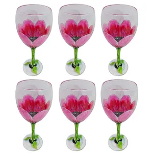 لیوان شیشه ای طرح گل کد 01 بسته 6 عددی