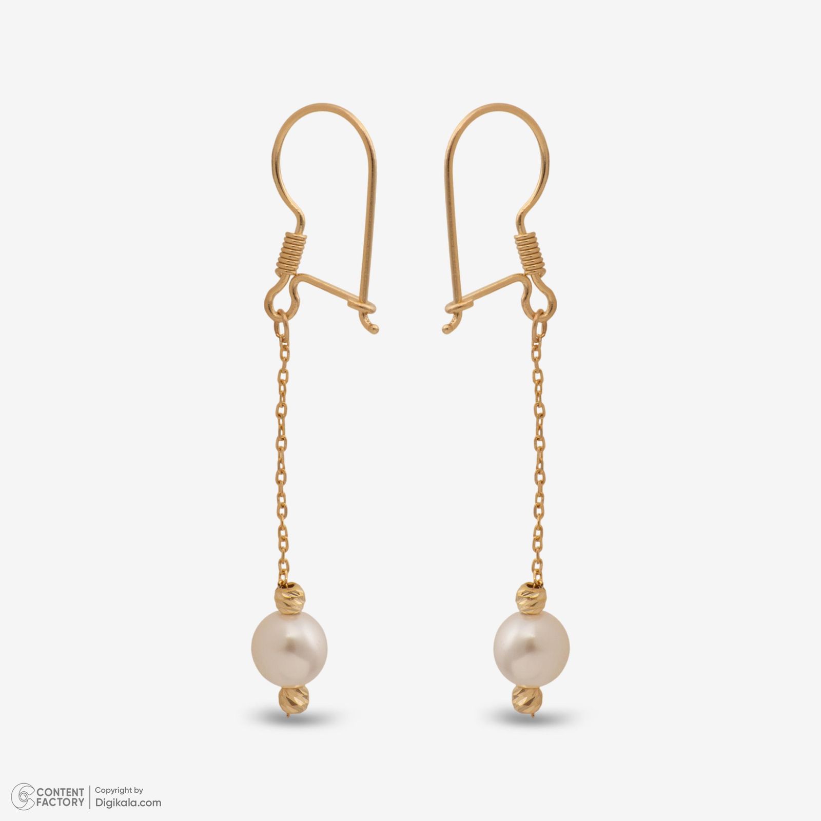 گوشواره عصایی طلا 18 عیار زنانه حافا گلد مدل مروارید کد e008 -  - 5