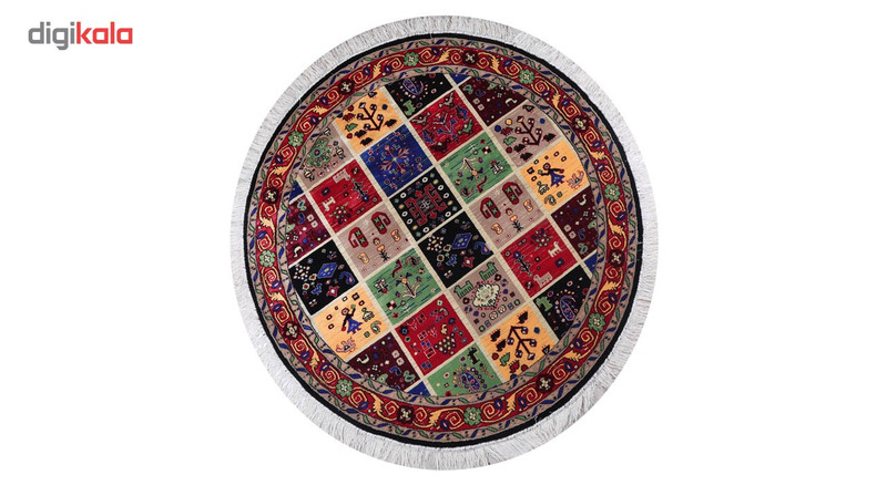 گبه ماشینی کاشان ابریشم کد 2002 گرد