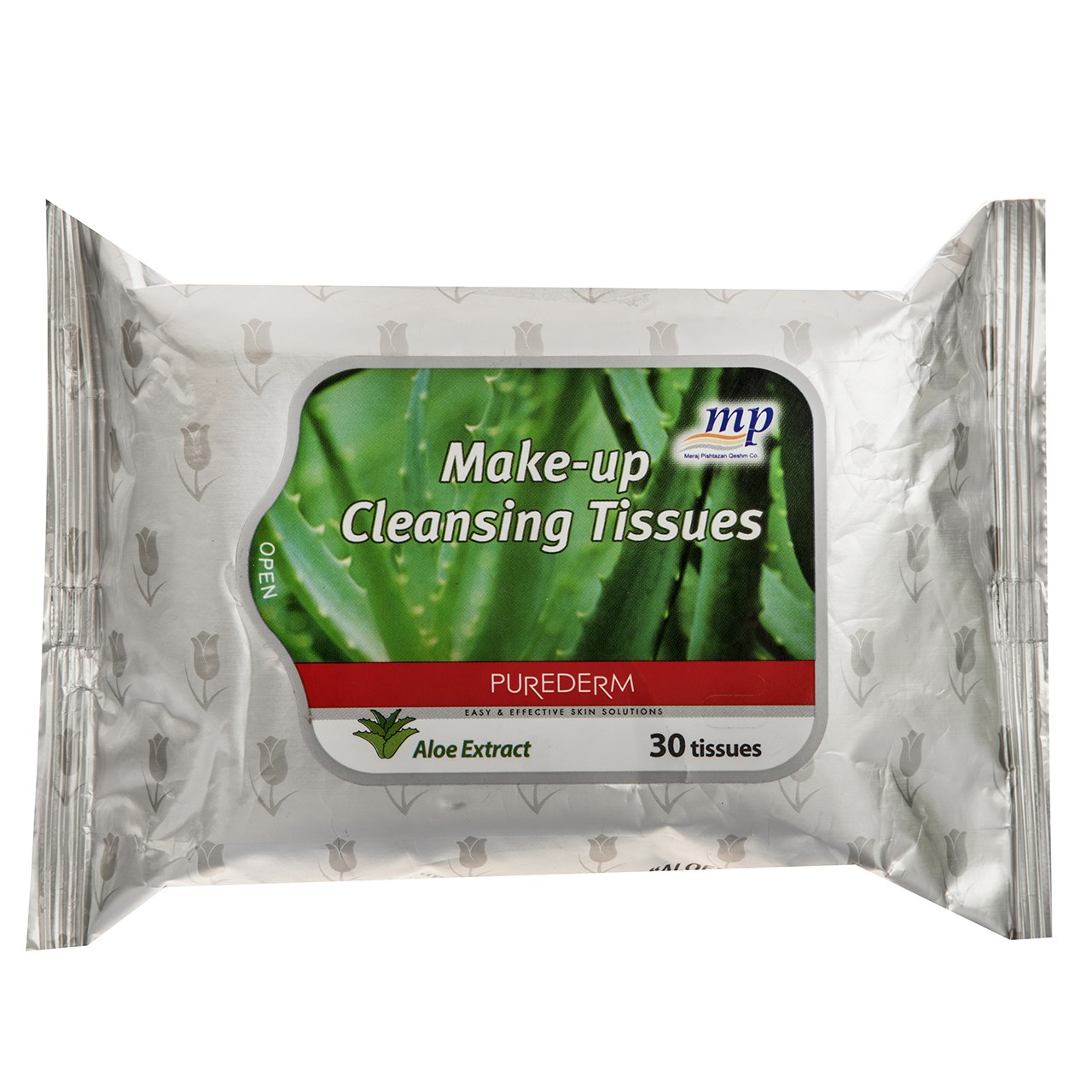 دستمال مرطوب پاک کننده آرایش پیوردرم مدل Aloe Vera Extract - بسته 30 عددی
