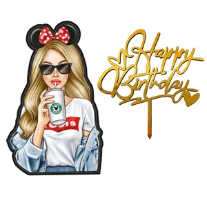 تاپر تزیین کیک مدل دختر کد t9 مجموعه 2 عددی