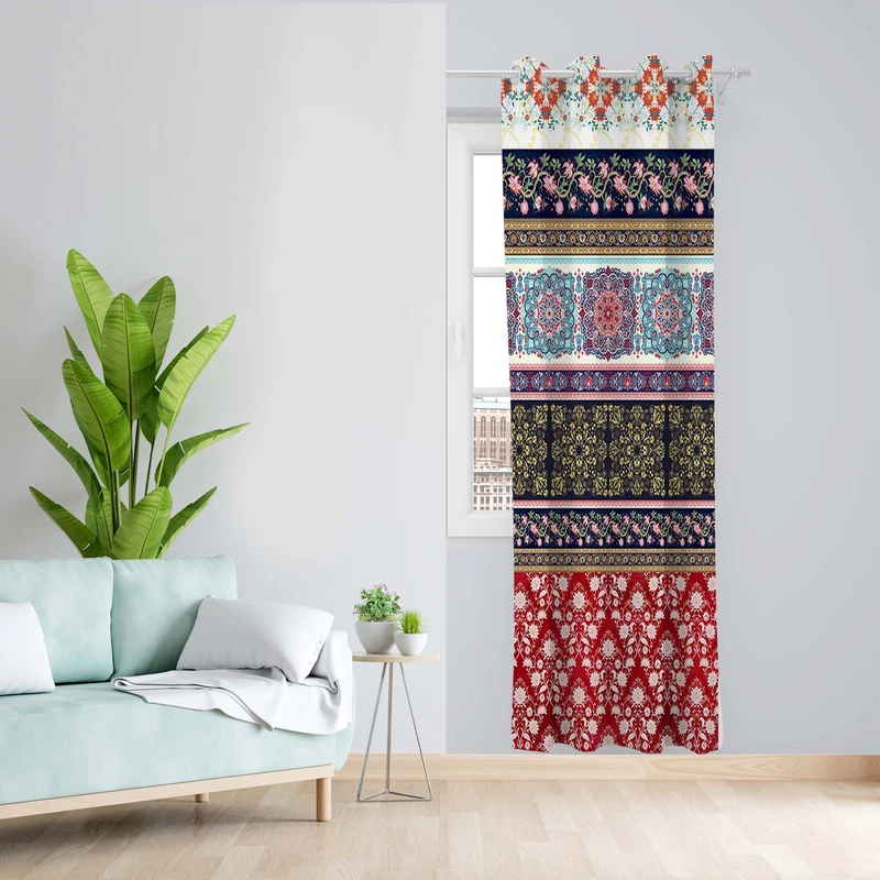 پرده طرح سنتی مدل مخمل پانچی کد 4977 z سایز 140x200 سانتی متر